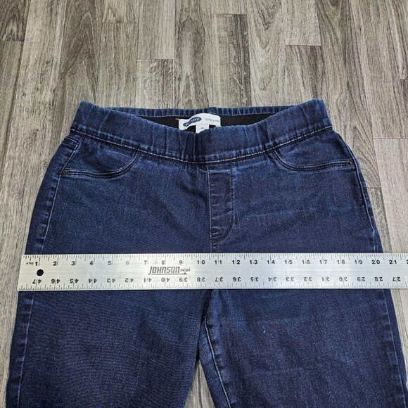 Old Navy Super Skinny Jean Womens 14 Blue Pull On Raw Hem Stretch Denim Jeggings - Picture 7 of 10